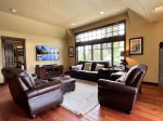 Spacious Living room with plush leather furniture